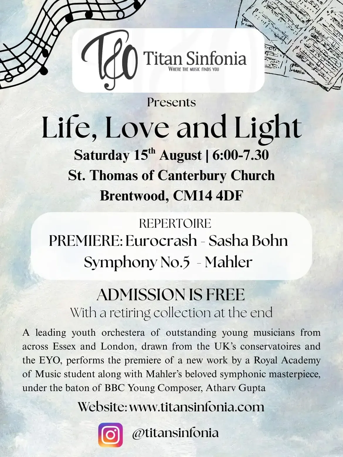 Life, Love and Light concert flyer